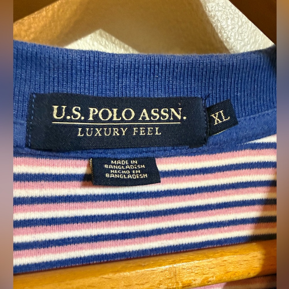 U.S. Polo Assn. Navy and White Striped Polo Shirt - Picture 3 of 3